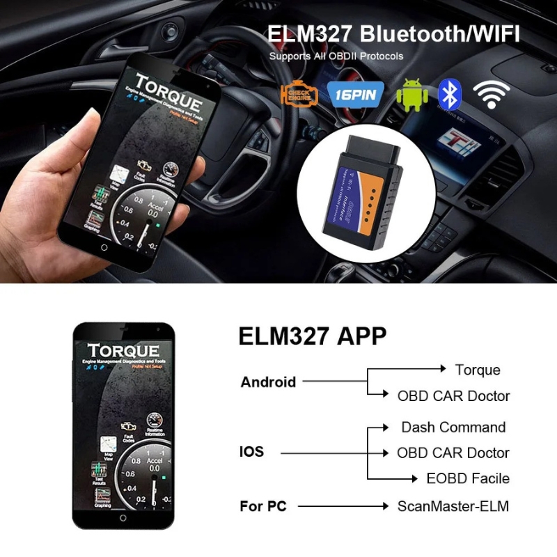 أداة تشخيص أعطال السيارات OBD2 V1.5 – قارئ أكواد مع Bluetooth/WiFi متوافق مع Android وISO 9141 Vgate iCar2 🚗🔧 - الصورة 3