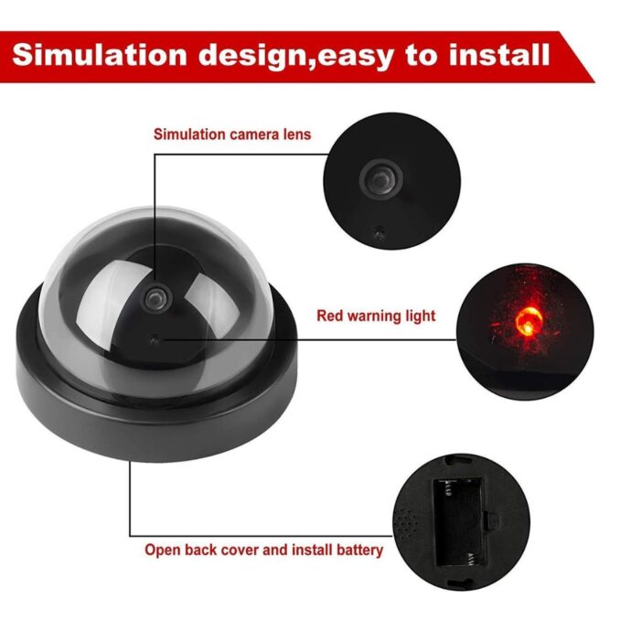 ⁦كاميرا مراقبة وهمية بتصميم قبة واقعي وضوء LED وامض⁩ - الصورة ⁦7⁩