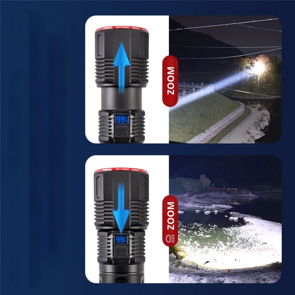 مصباح يدوي LED عالي الطاقة 30 واط مع بطارية ليثيوم 18650 - الصورة 5