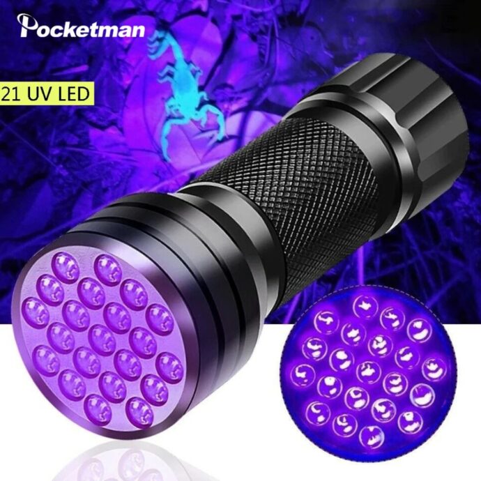 ⁦مصباح يدوي UV LED 21 – من سبائك الألمنيوم للكشف عن العقارب والأوراق المزورة⁩ - الصورة ⁦2⁩