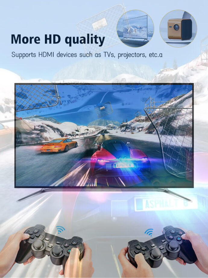 ⁦جهاز ألعاب فيديو مع 15000 لعبة مدمجة + 2 وحدة تحكم لاسلكية – 4K HDMI⁩ - الصورة ⁦8⁩