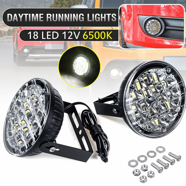 مصابيح ضباب 2 قطع 12V 18 LED لجميع السيارات