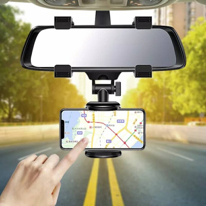 ⁦حامل هاتف ذكي قابل للتعديل لمرايا السيارة – دوران 360 درجة⁩ - الصورة ⁦4⁩