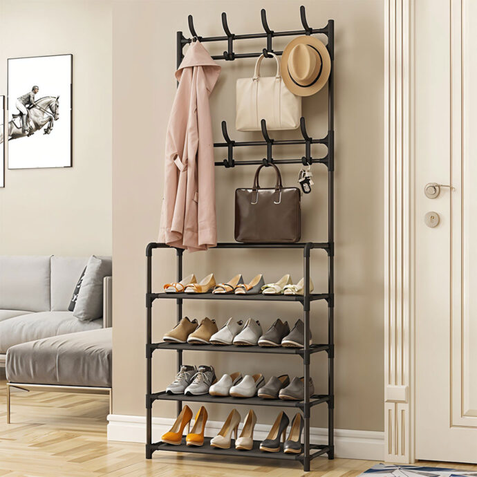 ⁦رف أحذية ومعاطف بـ 4 طوابق مع خطافات جانبية 👞🧥⁩ - الصورة ⁦4⁩