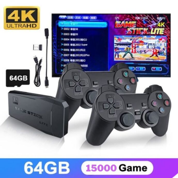 ⁦جهاز ألعاب فيديو مع 15000 لعبة مدمجة + 2 وحدة تحكم لاسلكية – 4K HDMI⁩ - الصورة ⁦2⁩