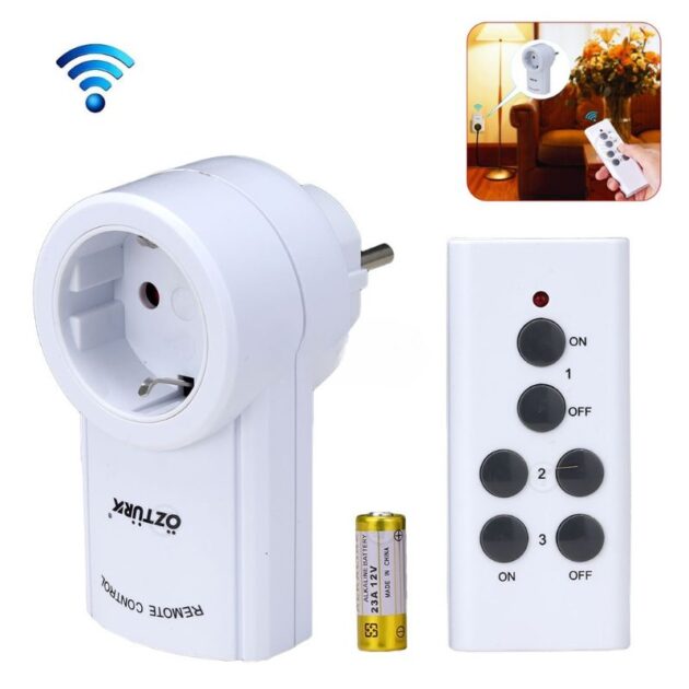 قابس كهربائي ذكي مع جهاز تحكم عن بُعد لاسلكي