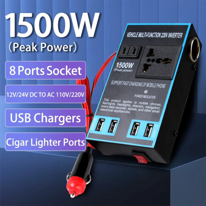 ⁦محول تيار كهربائي للسيارة من DC 12V/24V إلى AC 110V/220V 🚗⚡⁩ - الصورة ⁦2⁩