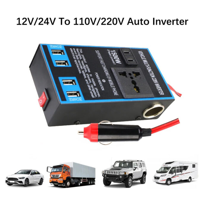 ⁦محول تيار كهربائي للسيارة من DC 12V/24V إلى AC 110V/220V 🚗⚡⁩ - الصورة ⁦3⁩