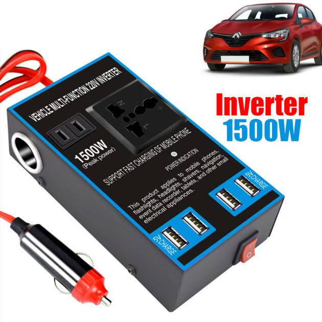 محول تيار كهربائي للسيارة من DC 12V/24V إلى AC 110V/220V 🚗⚡