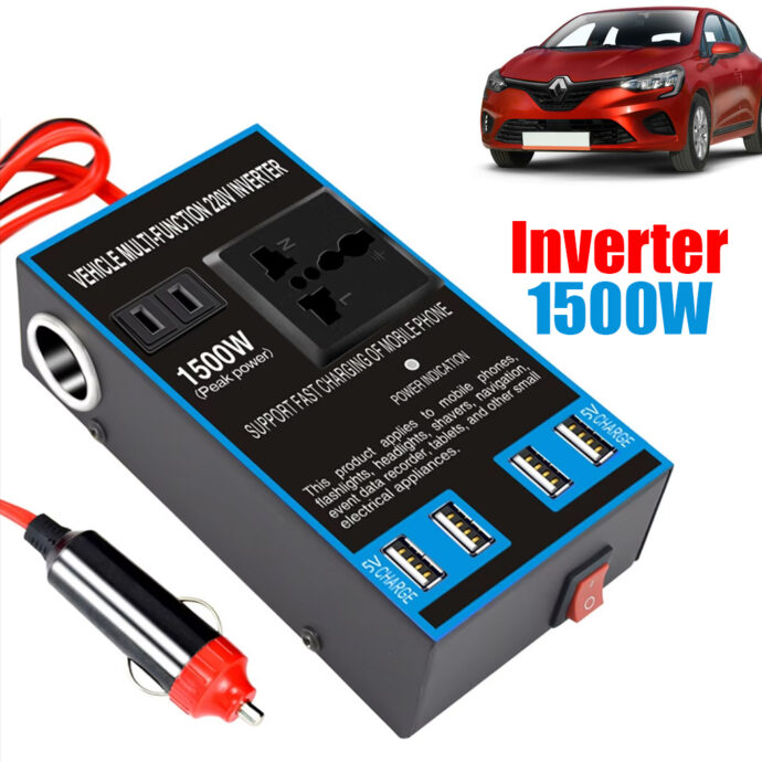 محول تيار كهربائي للسيارة من DC 12V/24V إلى AC 110V/220V 🚗⚡