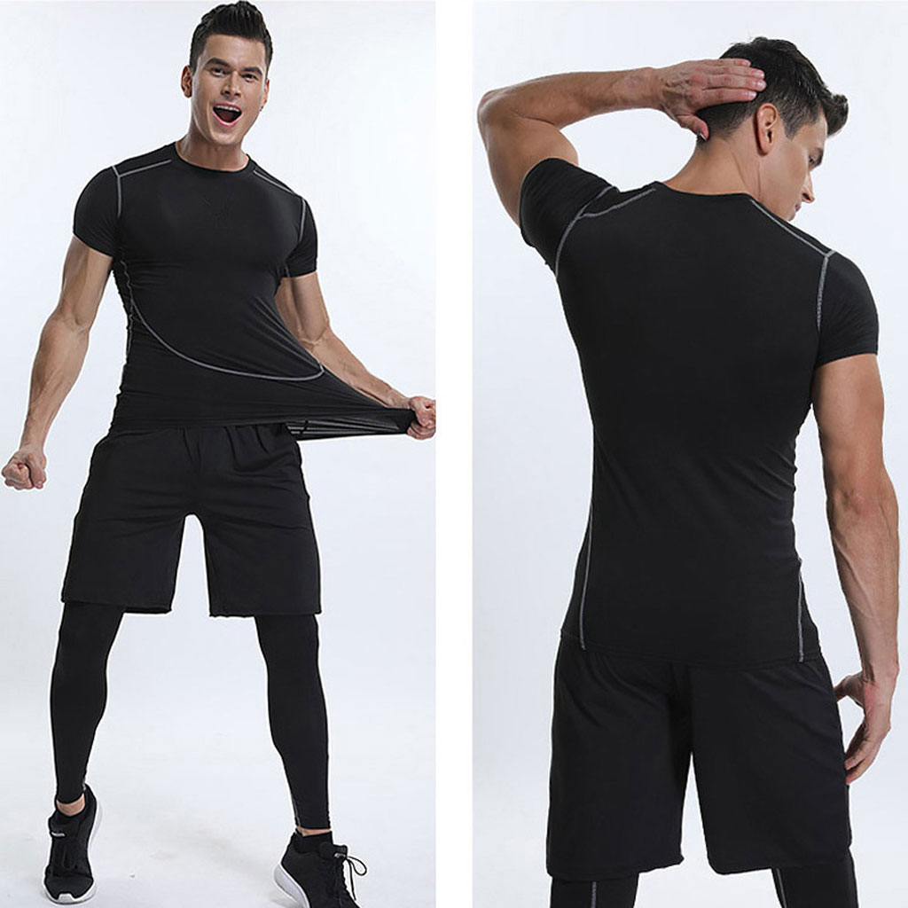 طقم رياضي ضاغط للرجال 3 قطع – GYM Sport Kit 🏋️♂️👕 - الصورة 4