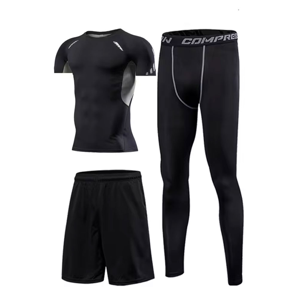 طقم رياضي ضاغط للرجال 3 قطع – GYM Sport Kit 🏋️♂️👕 - الصورة 5
