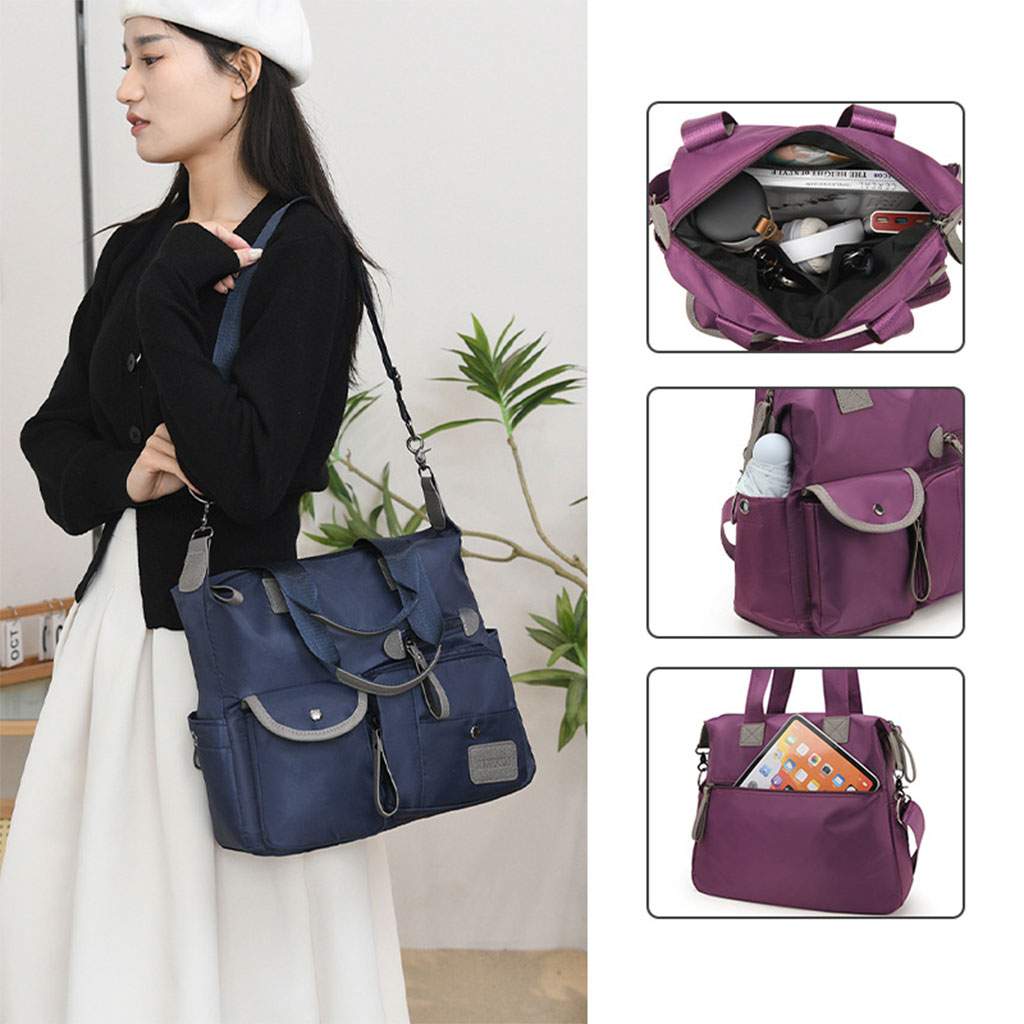 حقيبة يد نسائية أنيقة متعددة الجيوب من النايلون المقاوم للماء 👜✨ - الصورة 6