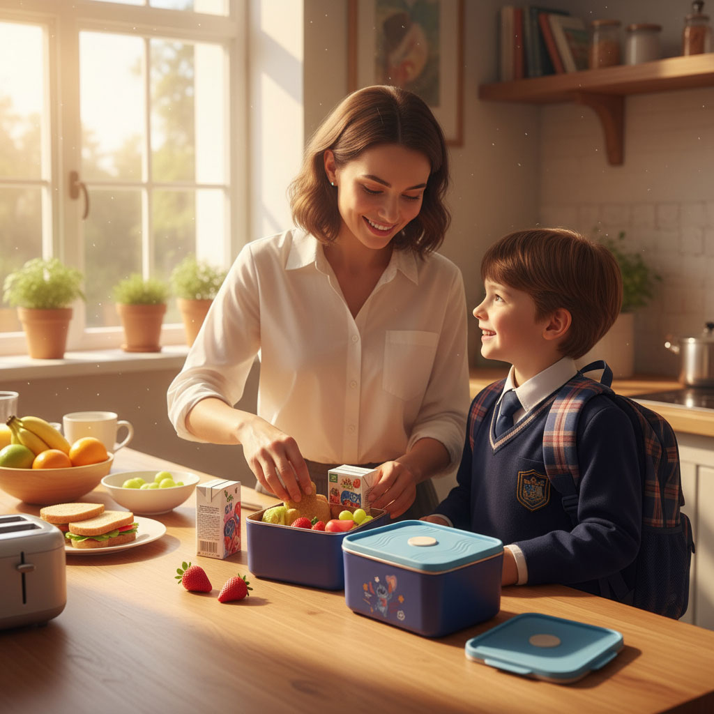 علبة غداء مع حقيبة معزولة بتصميم كرتوني – 3 أقسام لحفظ الطعام 🥪🍱🎒 - الصورة 8