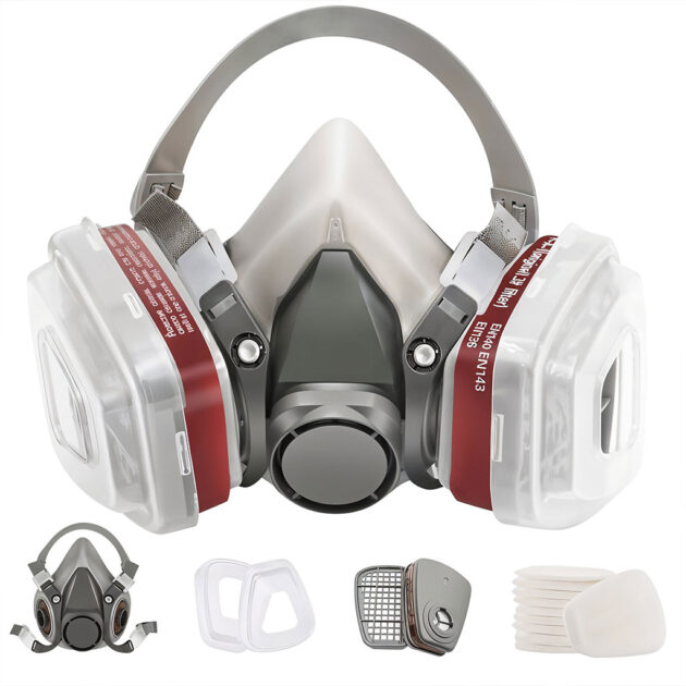 قناع تنفّس للحرفيين مزوّد بفلتر لإزالة أبخرة الطلاء والرصاص