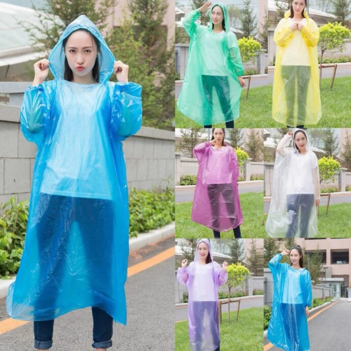 ⁦بونشو شفاف بقبعة واقٍ من المطر للكبار – حماية طارئة ضد البلل 🌧️🧥⁩ - الصورة ⁦2⁩