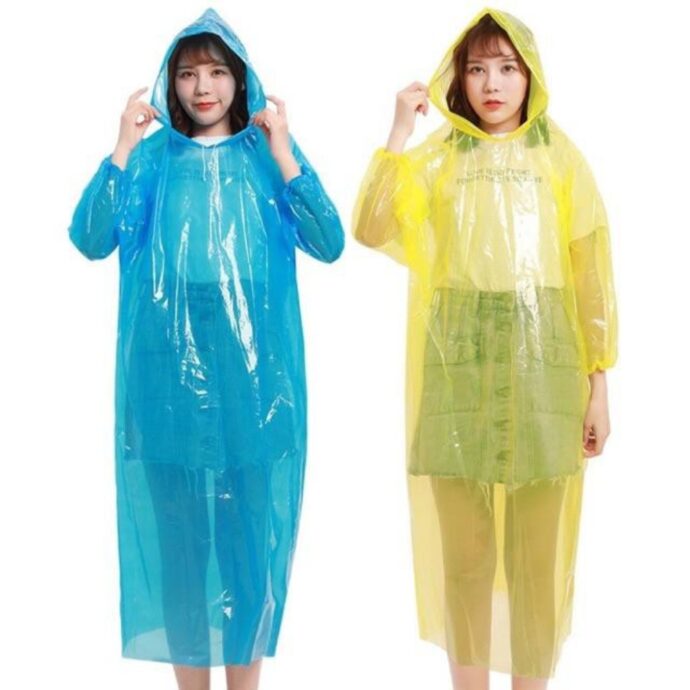 ⁦بونشو شفاف بقبعة واقٍ من المطر للكبار – حماية طارئة ضد البلل 🌧️🧥⁩ - الصورة ⁦3⁩