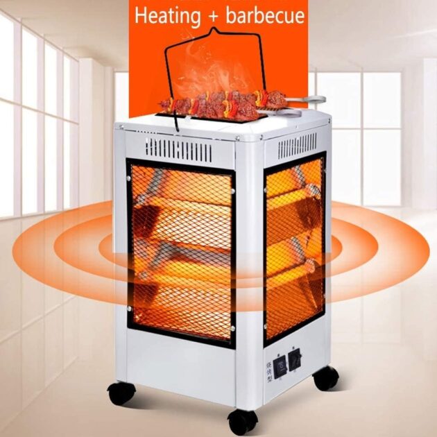 دفاية كهربائية وشواية بزاوية 360° – توفير الطاقة، 5 جهات، 2000 واط 🔥🍖