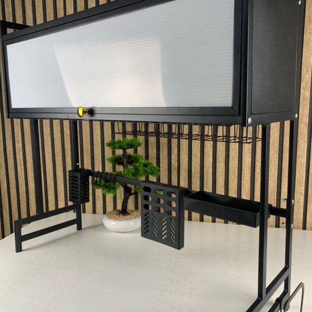 مجفف/منظّم أواني بثلاثة طوابق مع غطاء يُوضع فوق الحوض – تصميم عصري للمطبخ 🍽️✨-