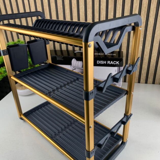 مجفف/منظّم أواني من الألمنيوم عالي الجودة – 3 طوابق – موديل SX-841 🍽️ -