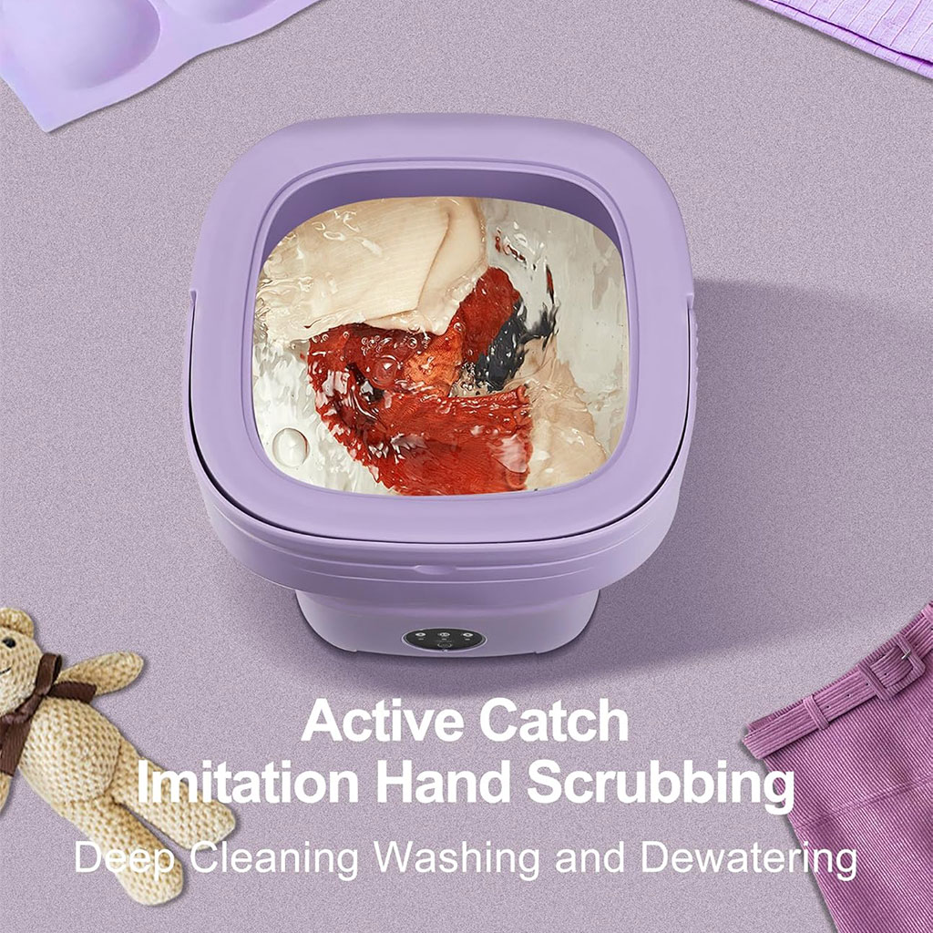 غسالة ملابس محمولة صغيرة قابلة للطي – 3 برامج مع وظيفة التجفيف 🧺✨ - الصورة 7