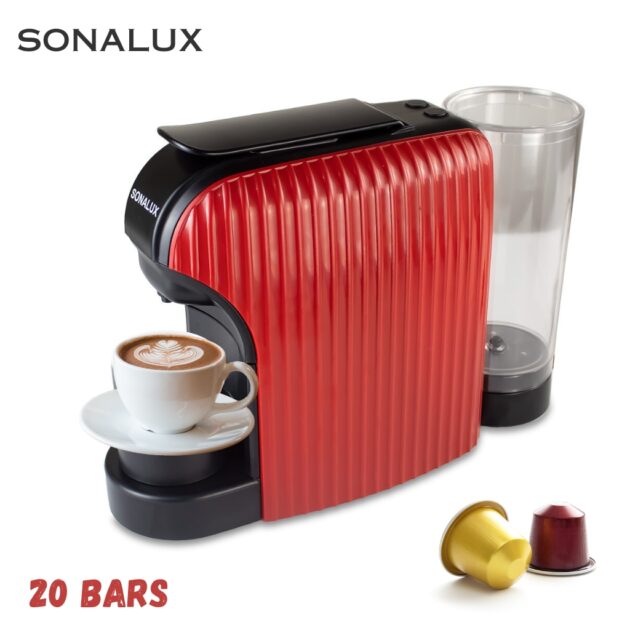 ماكينة قهوة Son– alux Nes– presso بقوة 1400 واط وضغط 20 بار ☕✨