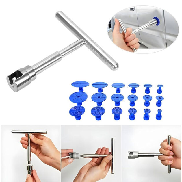 طقم إصلاح هيكل السيارة بدون طلاء – 19 قطعة لإزالة الخدوش والإنبعاجات🔧🚗