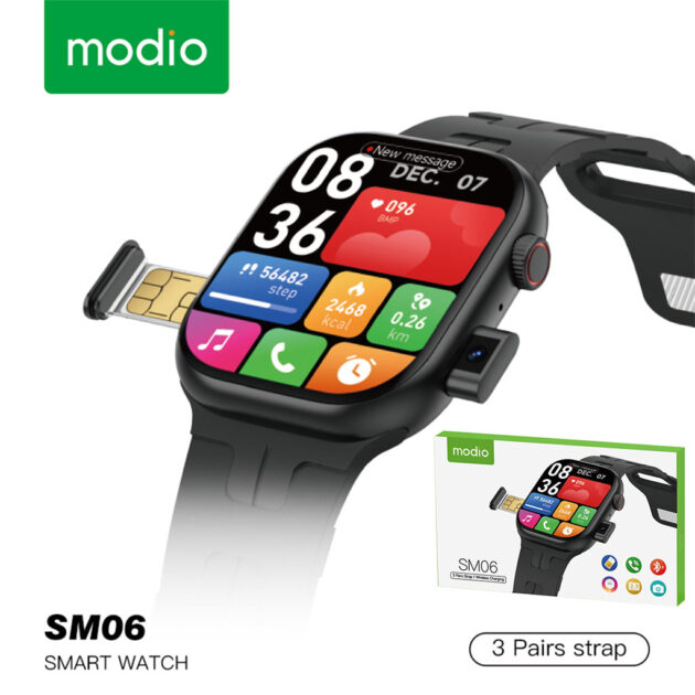 ساعة ذكية Modio SM06 مع شريحة SIM، مكالمات HD وكاميرا ⌚📱