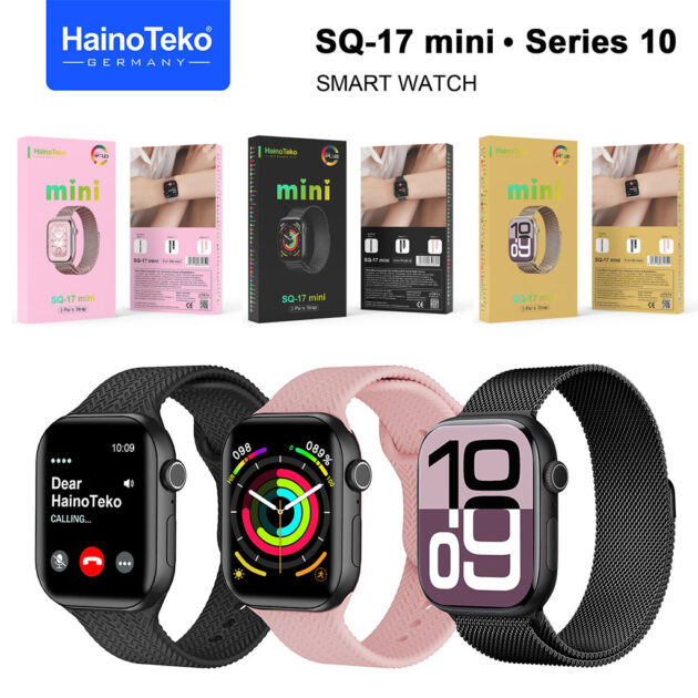 ساعة ذكية Haino-Teko SQ-17 Mini Series 10 بشاشة AMOLED – مع 3 أساور للنساء⌚✨