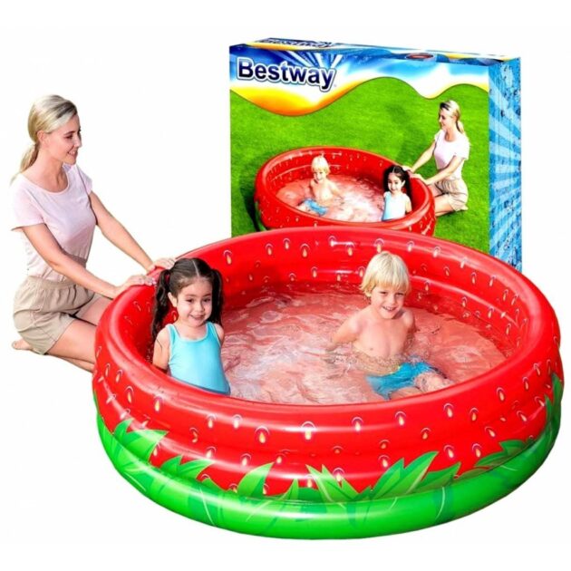 مسبح أطفال هوائي دائري بتصميم الفراولة من Bestway بمقاس 160 × 38 سم 🍓🏊‍♀️