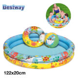 مسبح أطفال دائري هوائي مع عوامة وكرة شاطئ من Bestway بمقاس 122 × 20 سم 🏖️⚽✨