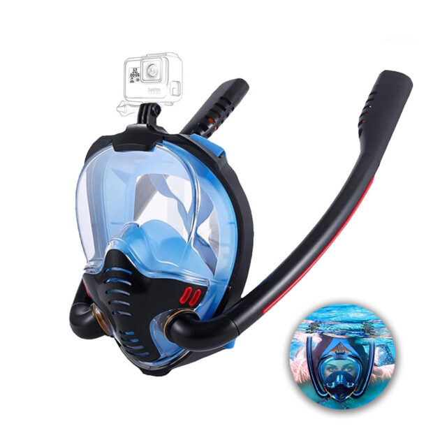 قناع غوص احترافي بأنبوبين مع حامل كاميرا GoPro V2 🤿📷